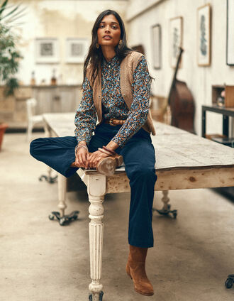 Blusa azul flores barrocas I.Code