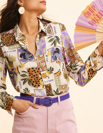 Chemise &eacute;crue imprim&eacute; patchwork bananes I.Code