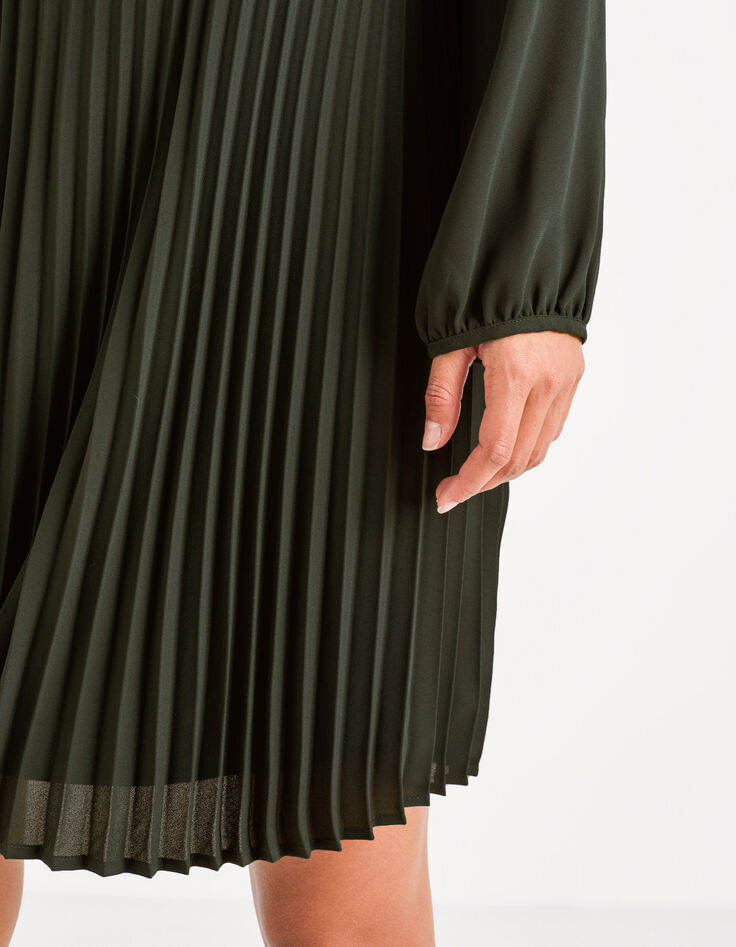 Robe chemise vert empire plissée I.Code-4