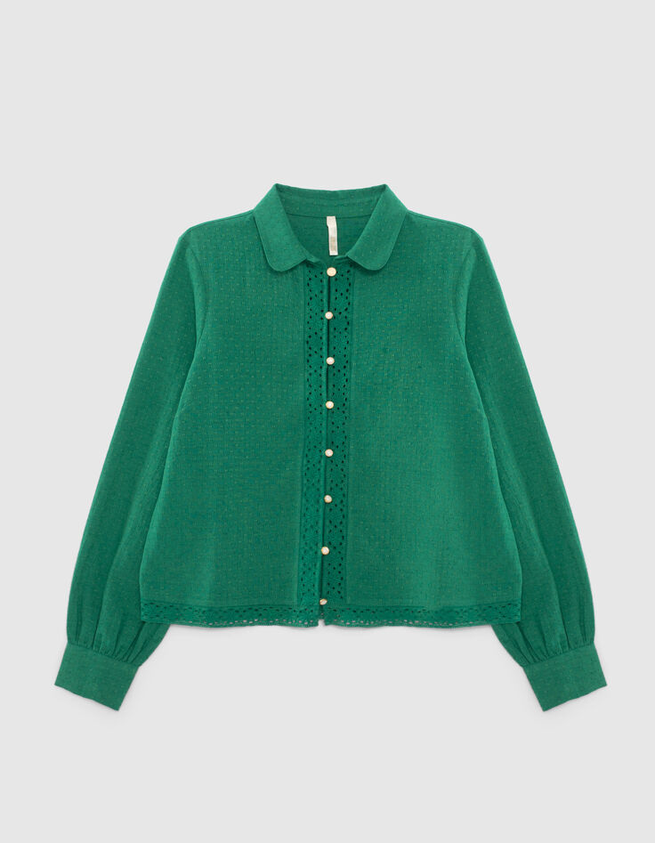 Chemise vert prairie jacquard et broderie I.Code -5 Chemise vert prairie jacquard et broderie I.Code -5