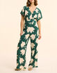 Combinaison-pantalon verte imprim&eacute; maxi oiseaux I.Code-1