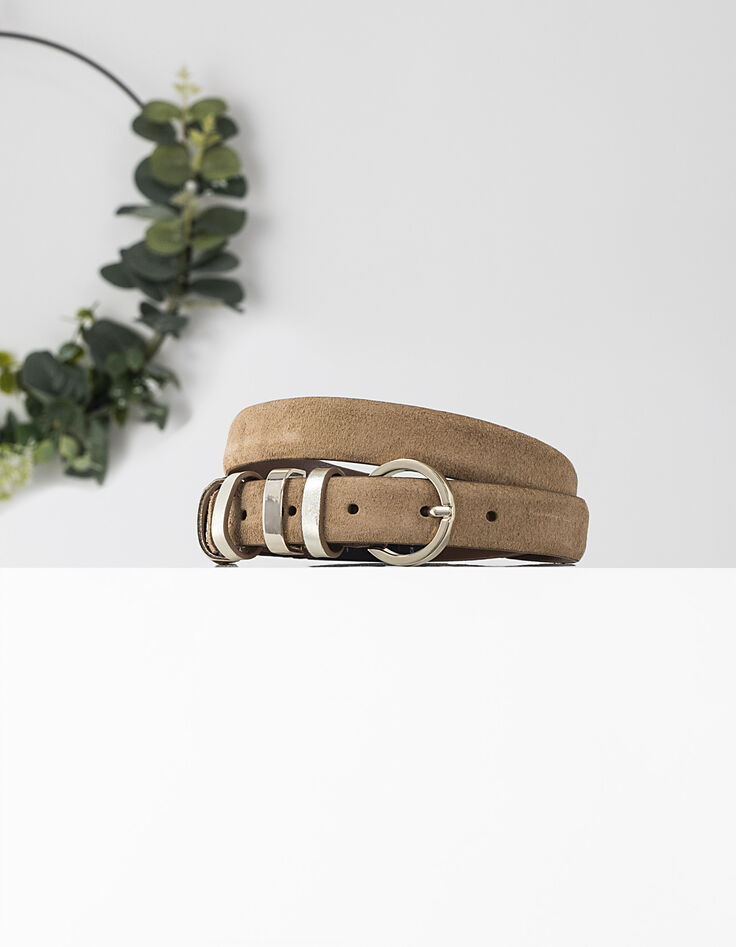 Ceinture sable en cuir velours I.Code-1