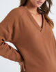 Vestido caramelo con franjas en mangas I.Code-3