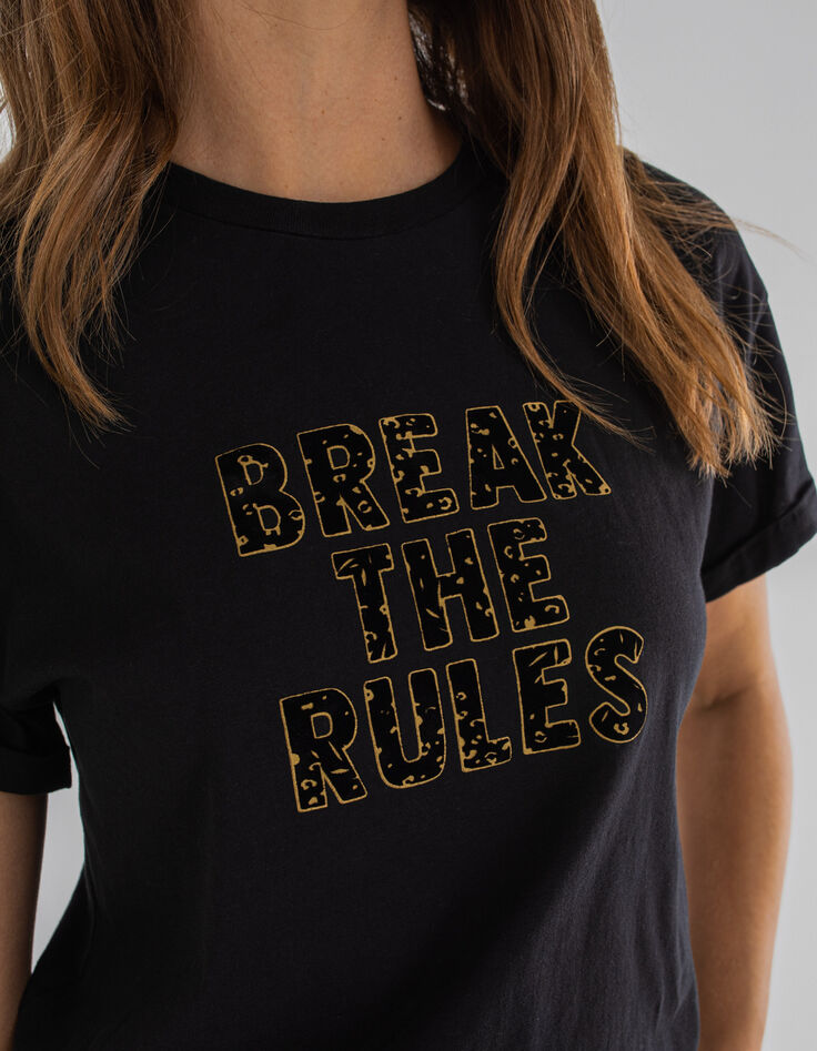 Afgewassen zwart T-shirt met geflockte tekst I.Code -2