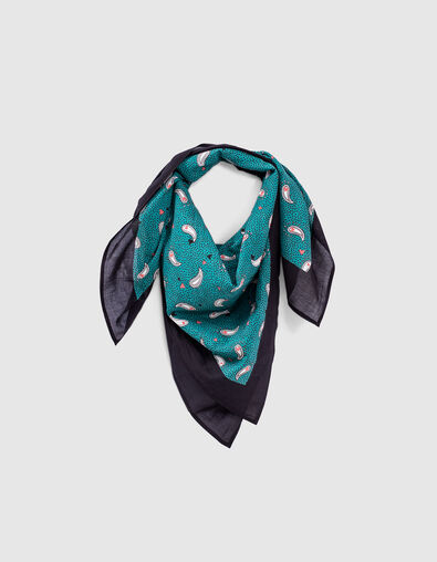 Schal mit Herzen-Paisley-Print in Sea Green I.Code