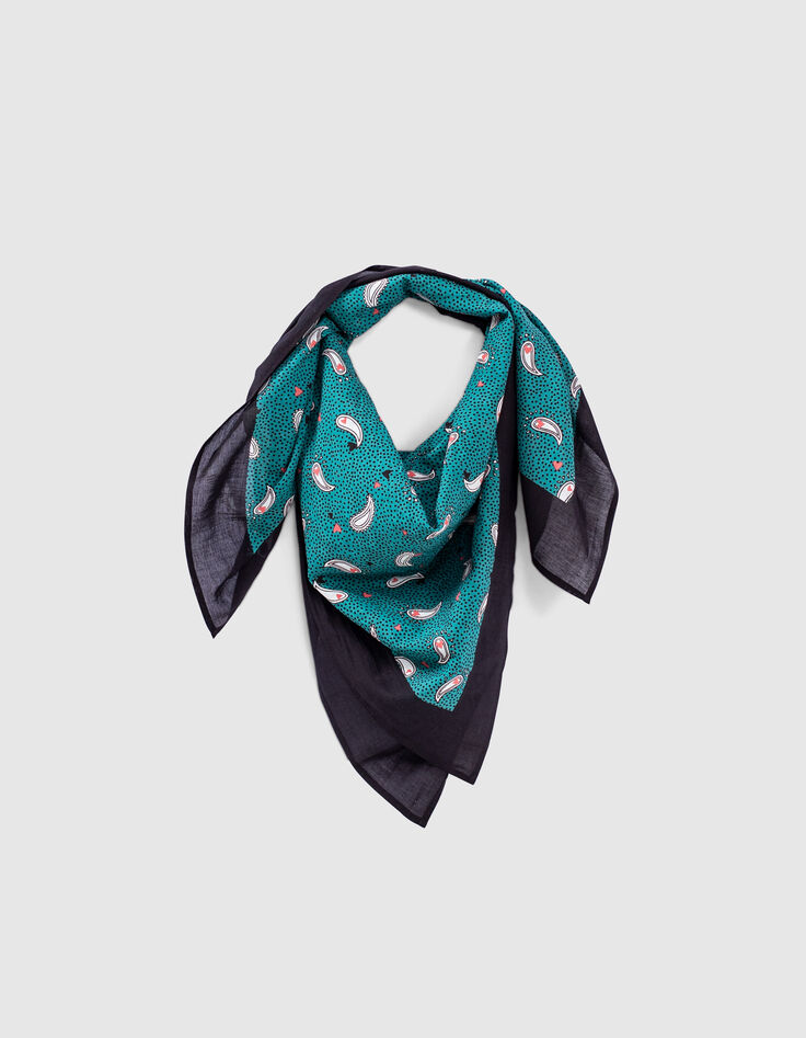 Schal mit Herzen-Paisley-Print in Sea Green I.Code-1 Schal mit Herzen-Paisley-Print in Sea Green I.Code-1