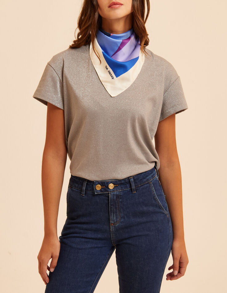 Grijs gebreid metallic T-shirt I.Code-5