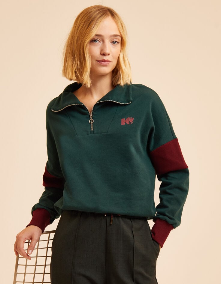 Sudadera camionero verde acanalada burdeos I.Code-1 Sudadera camionero verde acanalada burdeos I.Code-1