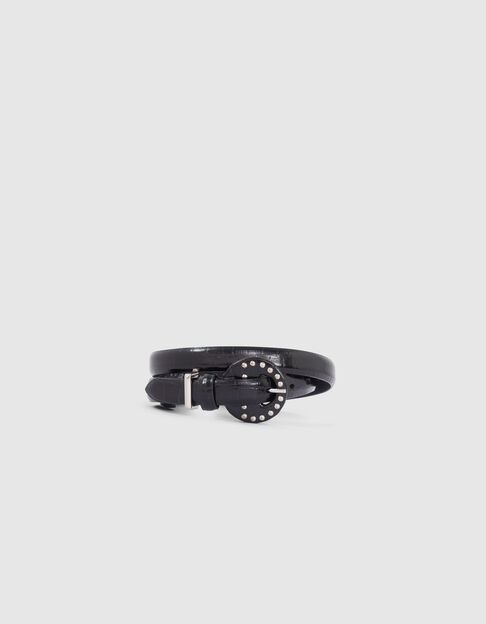 I.Code black croc-look embossed leather belt