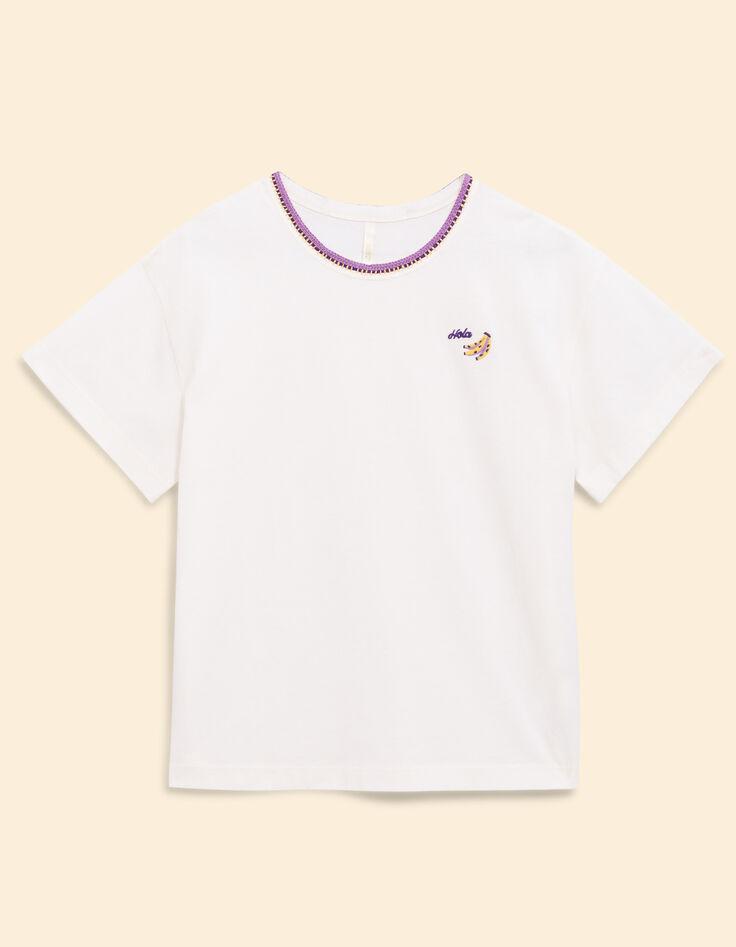 I.Code white T-shirt with embroidered collar-6