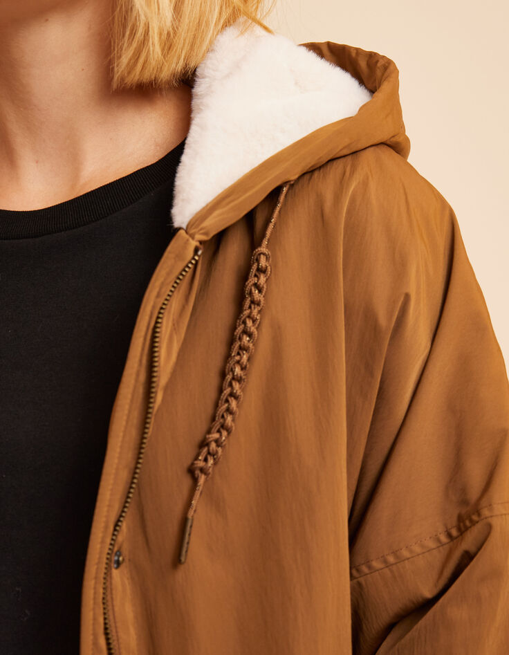 I.Code camel nylon fur-lined parka-6