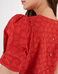 I.Code cherry top with heart eyelet embroidery-2