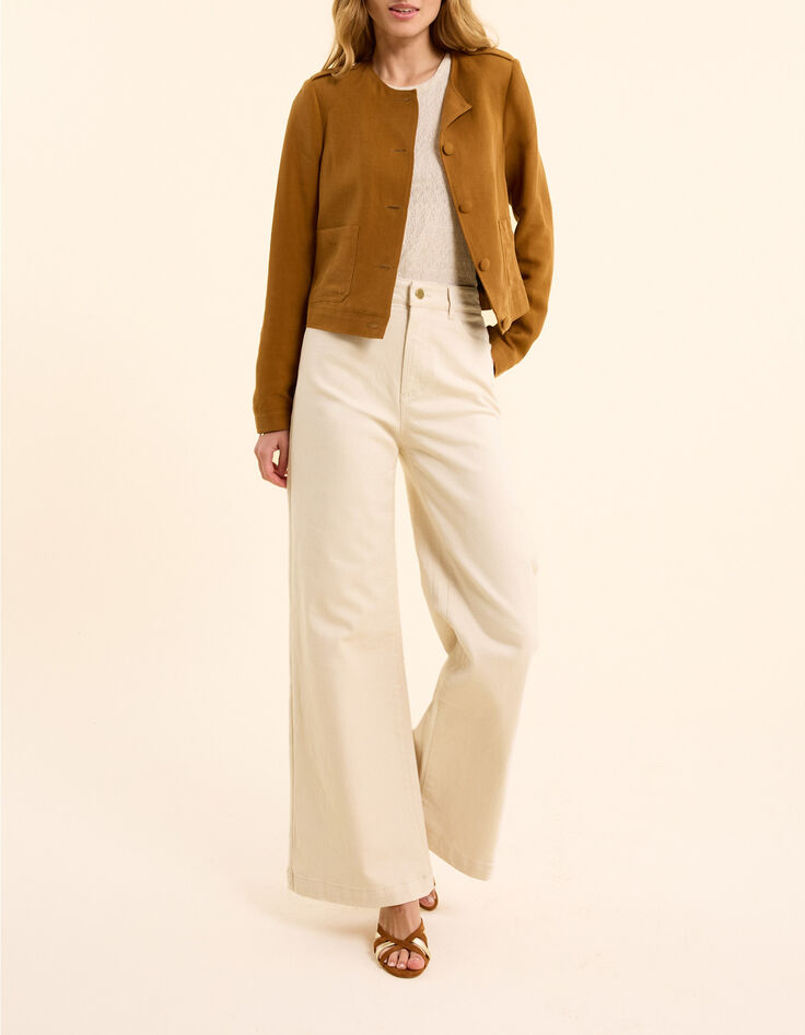 Chaqueta de traje corta cuadrada camel I.Code-7