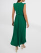 Robe longue verte plissée I.Code-2