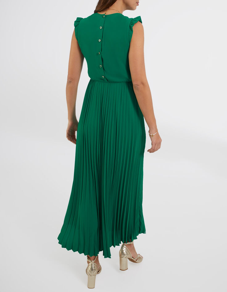 Robe longue verte plissée I.Code-2