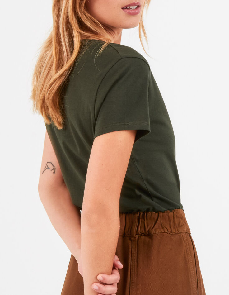 Tee-shirt vert empire bio message doré I.Code -2