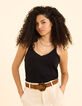 Top fines bretelles noir tricot pailleté I.Code-1