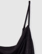 Schwarzes Midi-Damenkleid mit schmalen Tr&auml;gern-5