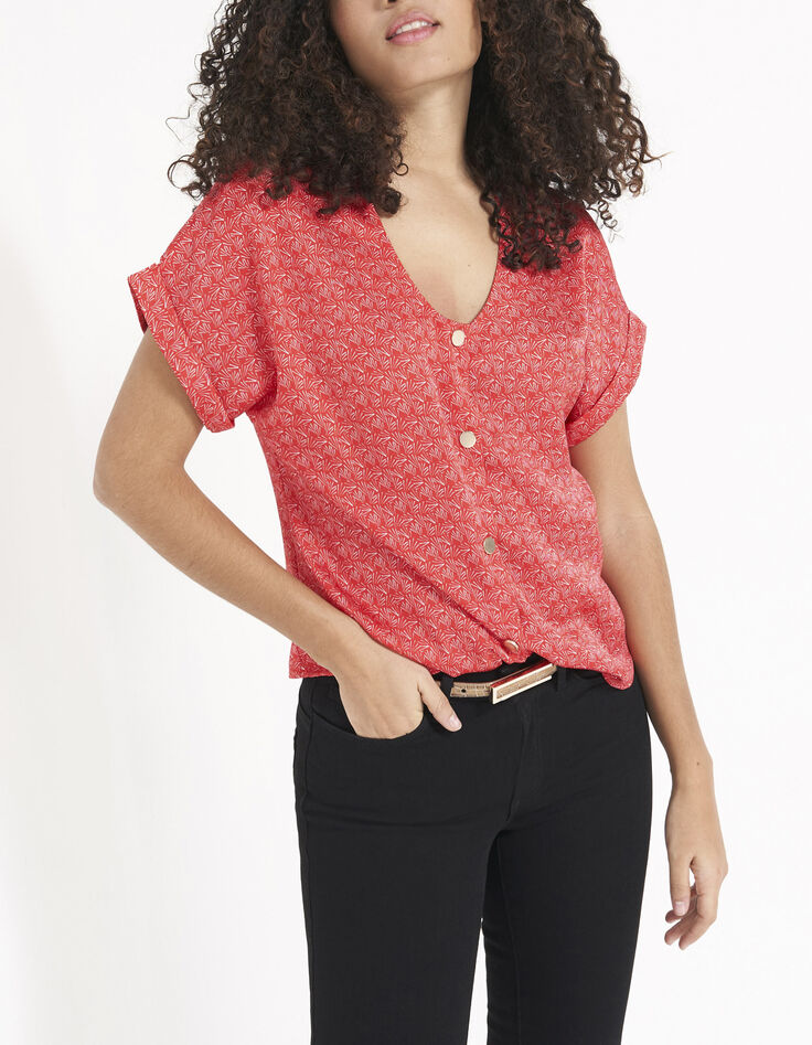Top coquelicot imprimé minimaliste I.Code-5 Top coquelicot imprimé minimaliste I.Code-5