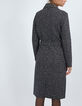 Manteau noir long et chiné avec ceinture I.Code-2