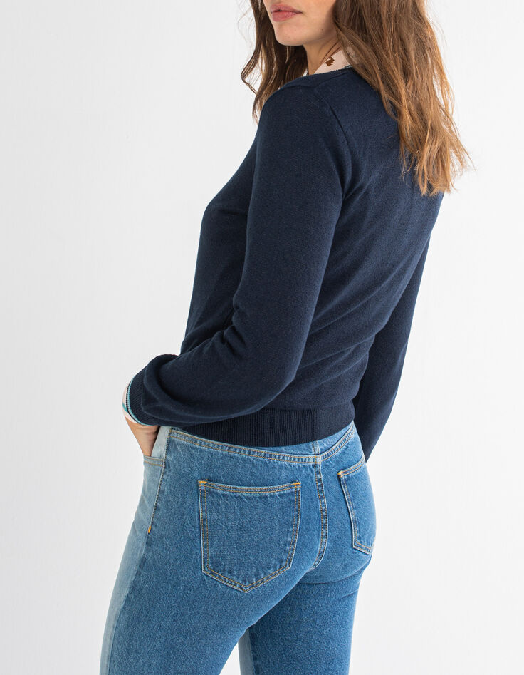 Pull marine tricot fin pailleté doré I.Code-4