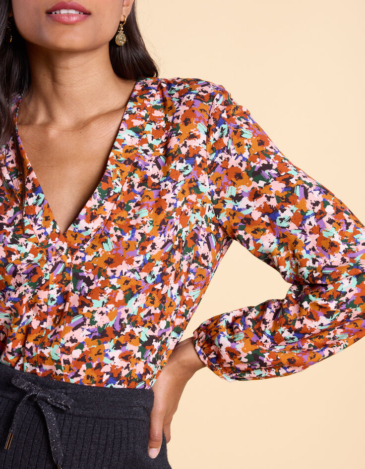 Blusa camel estampado tachista multicolor I.Code-3