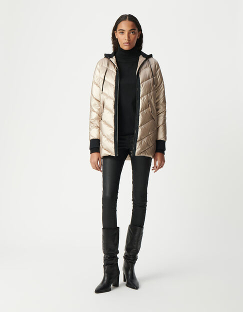 Sous-doudoune gold capuche molleton noir Femme - IKKS