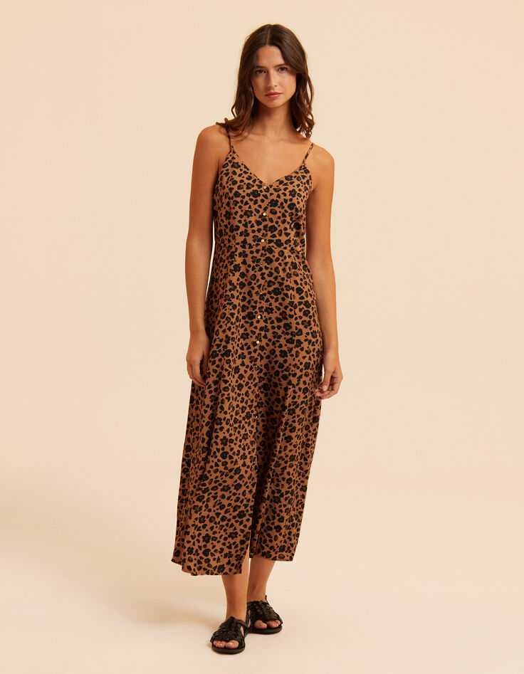 Robe longue fines bretelles imprimé léopard I.Code-5