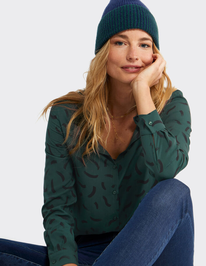 Chemise vert impérial à imprimé vagues I.Code -1