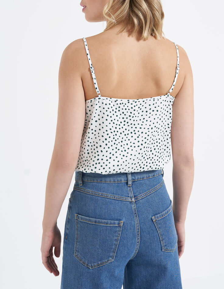 Top blanc cassé esprit lingerie imprimé pois I.Code-2