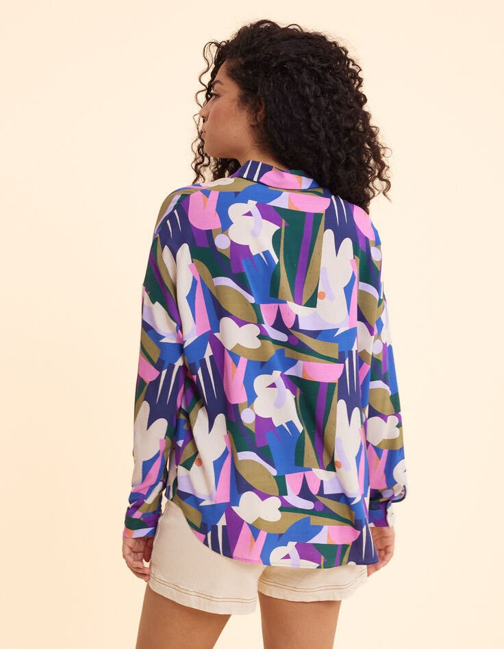 Chemise beige visuel floral graphique I.Code x THE FEEBLES-4