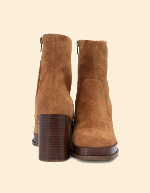 Boots à talon camel cuir velours I.Code