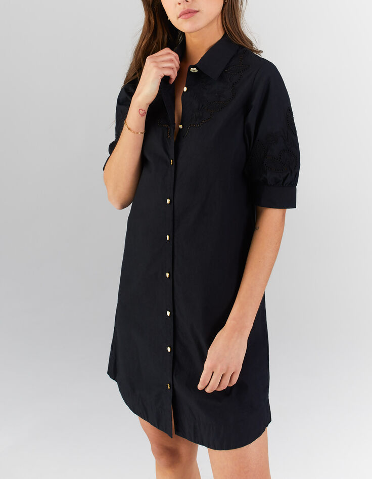 Robe chemise noire brodée I.Code-1