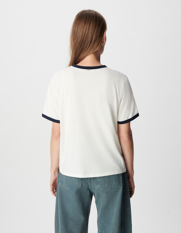 Wei&szlig;es T-Shirt mit Rundhalsausschnitt aus Bio-Baumwolle f&uuml;r Damen-3