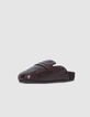 Damen braun geflochtene Lederclogs-2