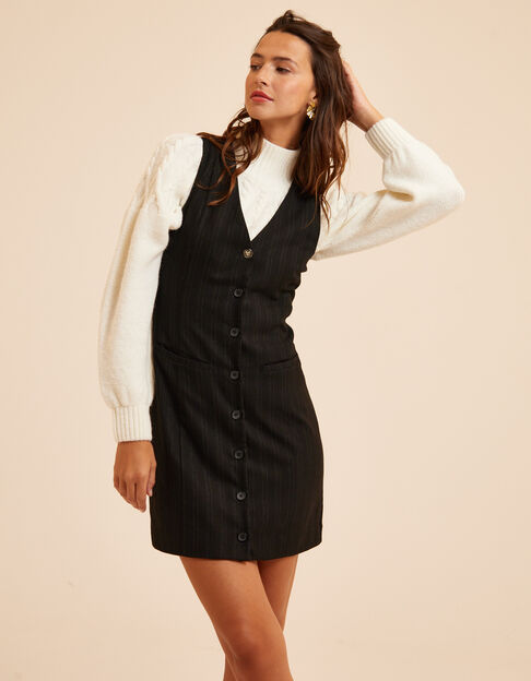 Robe-gilet noire motif rayures I.Code
