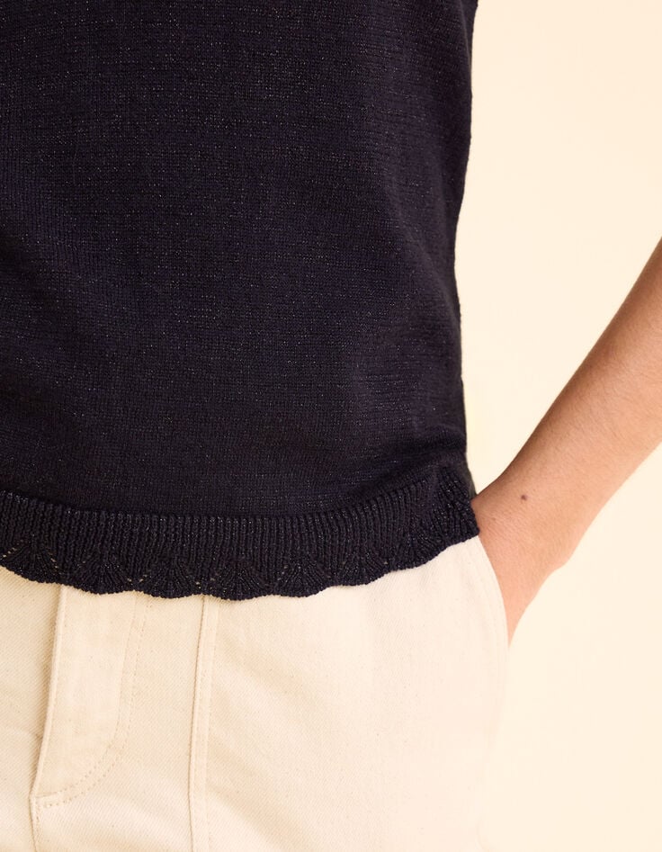 Top fines bretelles noir tricot pailleté I.Code-6 Top fines bretelles noir tricot pailleté I.Code-6