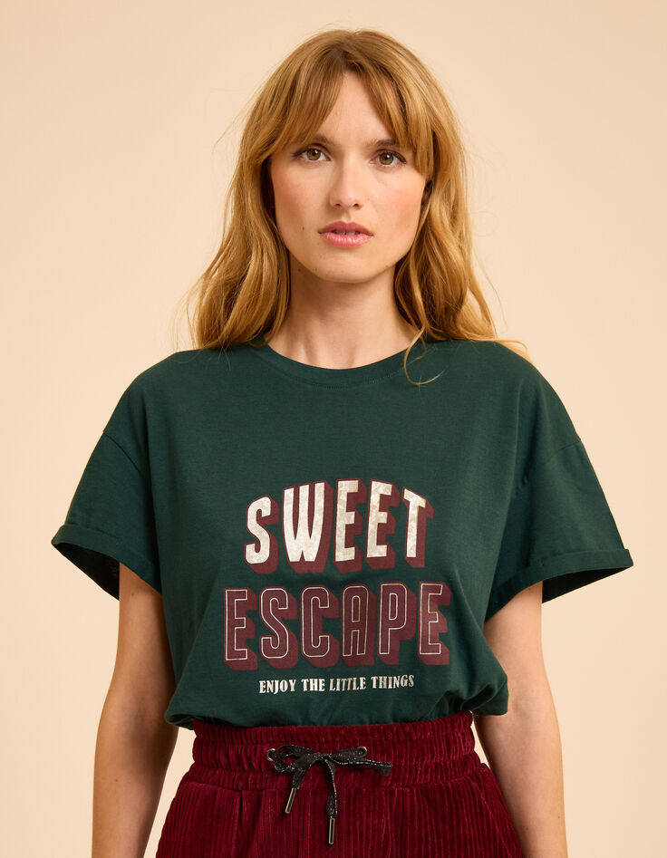 Groen T-shirt metallic tekst I.Code-3 Groen T-shirt metallic tekst I.Code-3