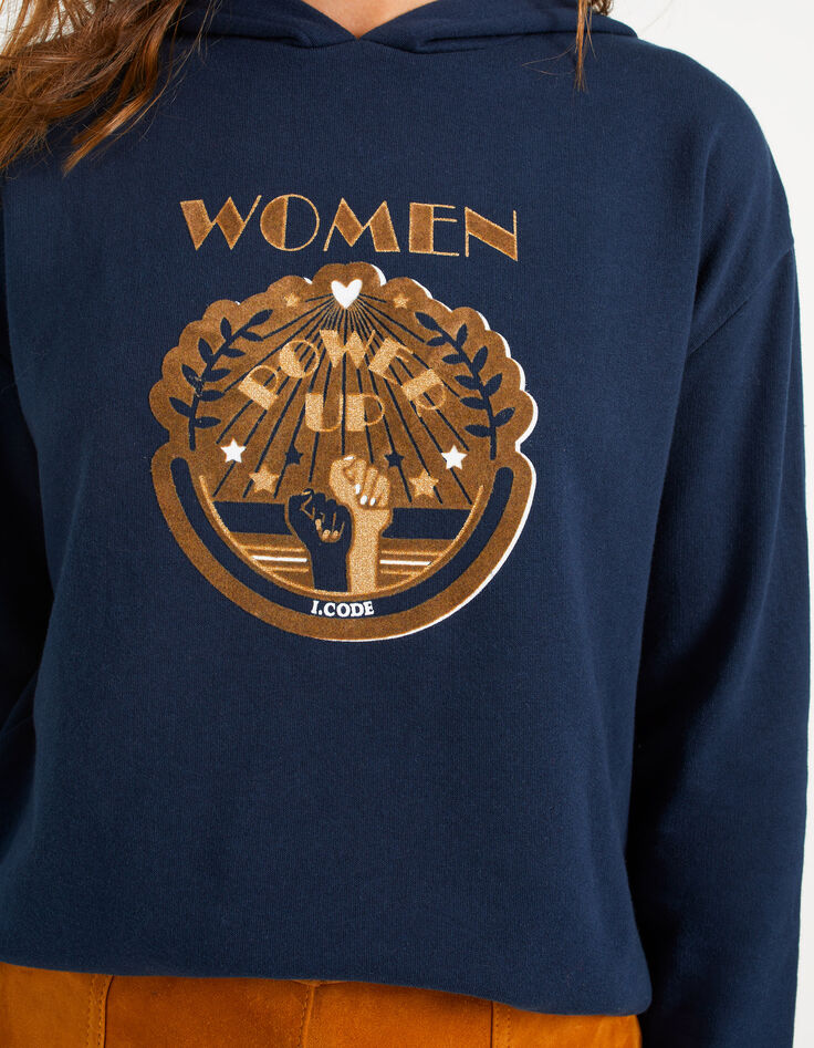 Sudadera navy azul con capucha y mensaje I.Code-4