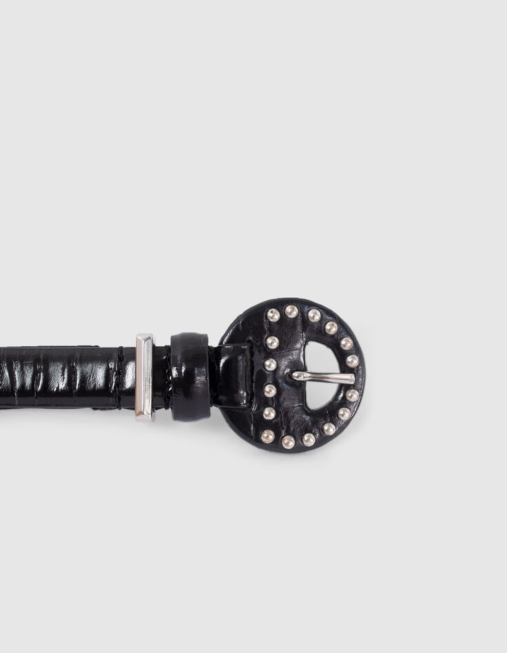 Cinturón negro cuero repujado efecto cocodrilo I.Code-5