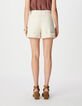 Beige gestreifte Damen-Shorts mit B&uuml;ndchen-3