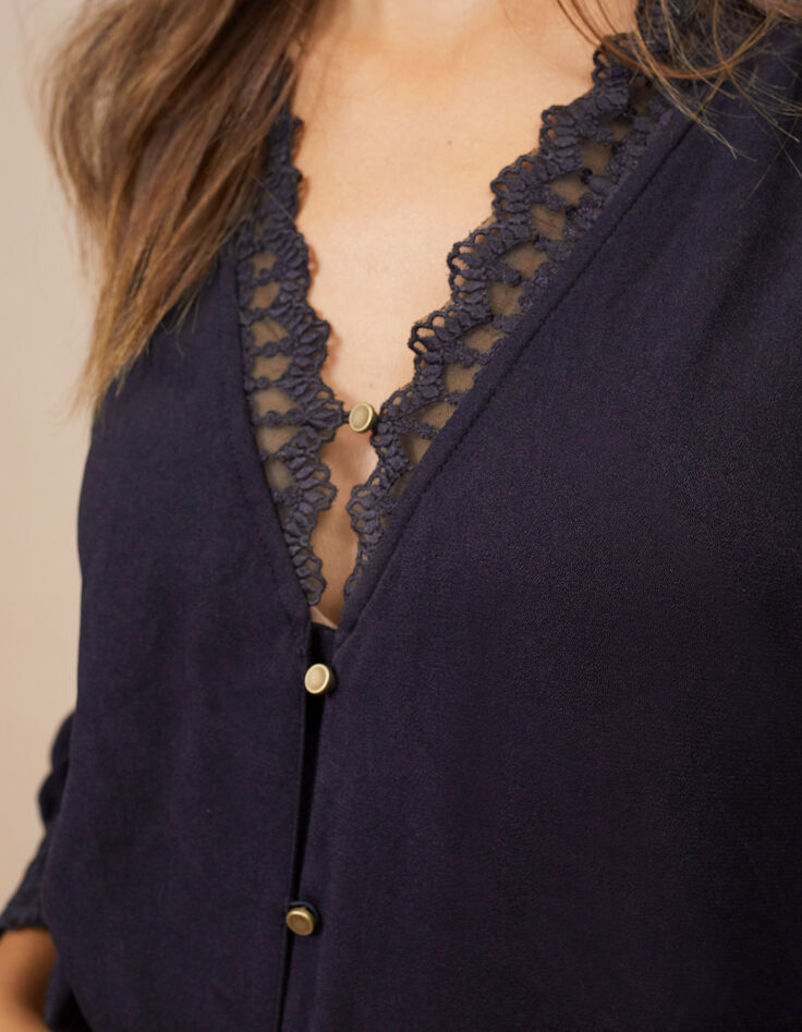 Zwarte blouse met kant I.Code-4