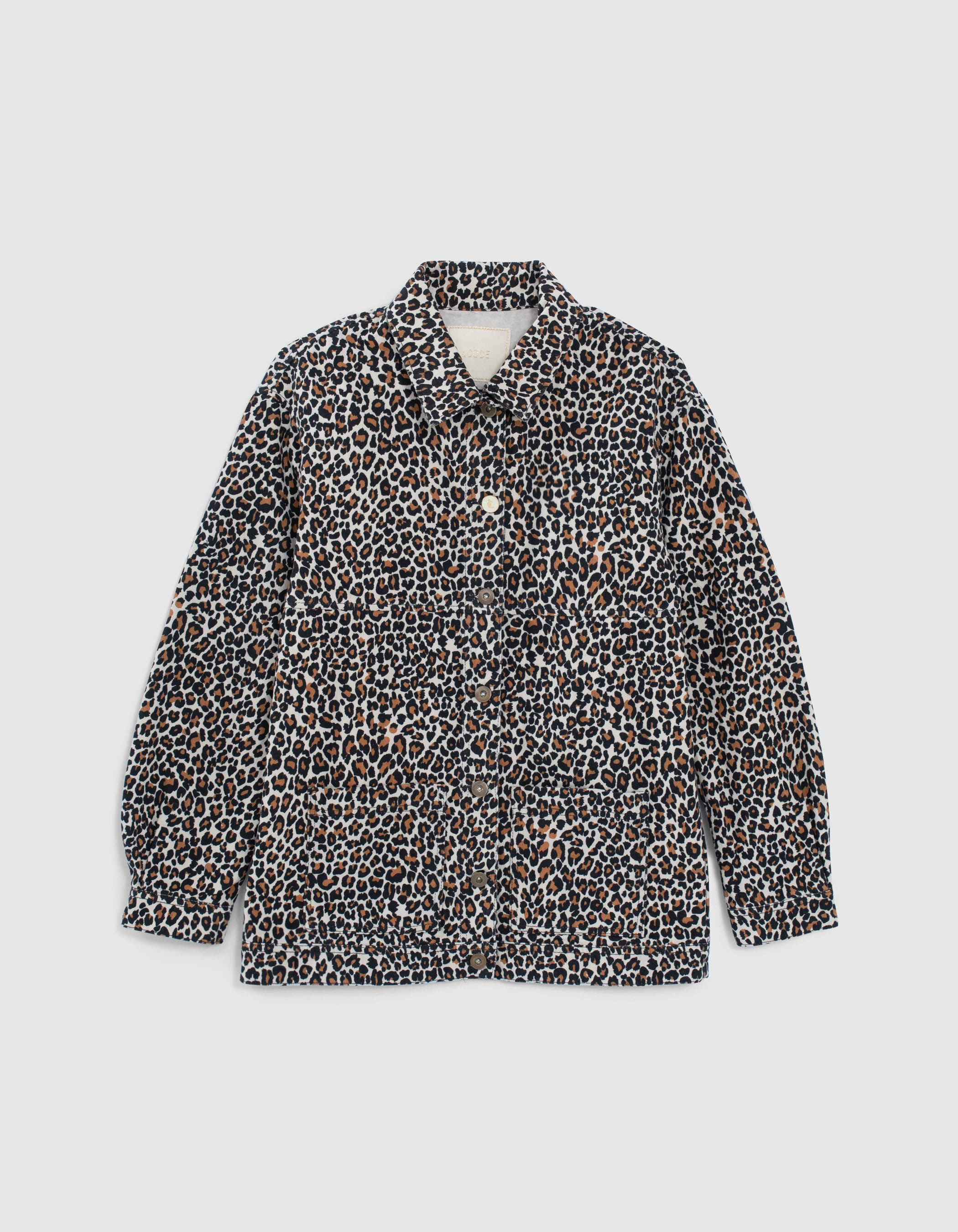 I.Code fawn leopard print denim jacket
