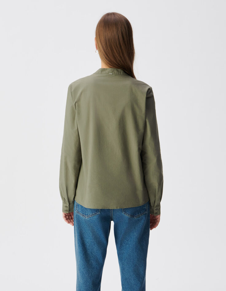 Latzbluse aus khakifarbener Bio-Baumwolle mit Stickerei f&uuml;r Damen-3