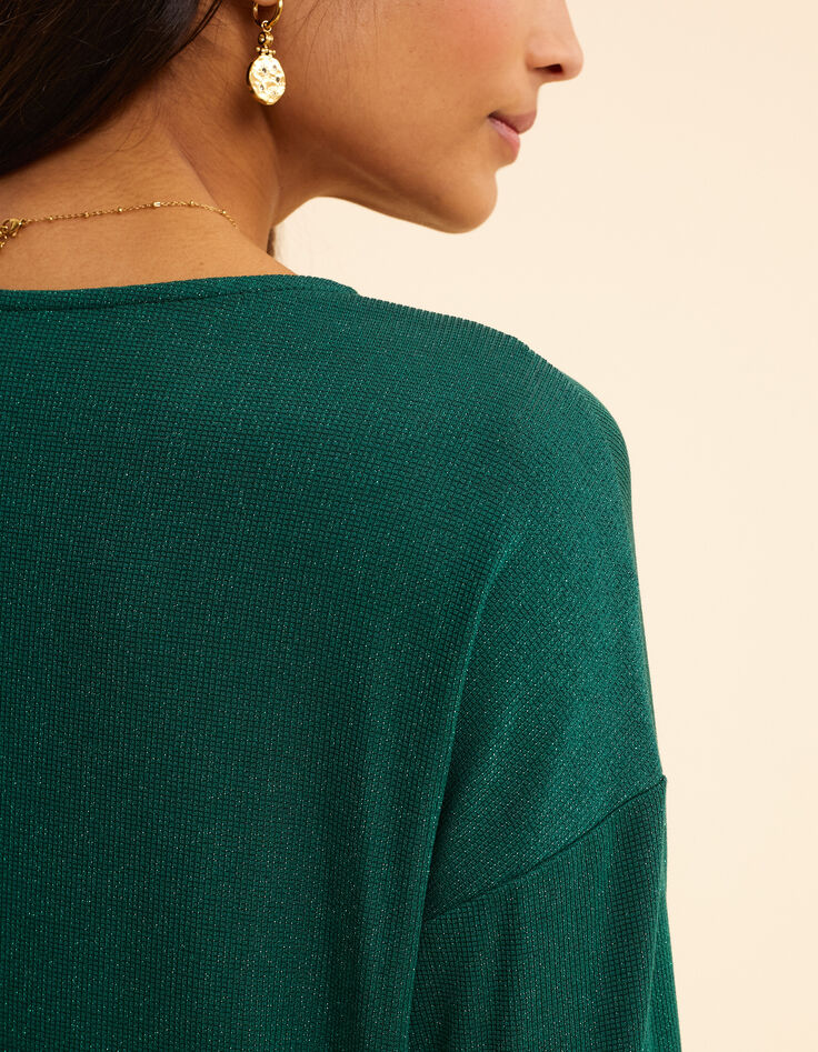 T-shirt vert lurex maille nid d'abeille I.Code-6