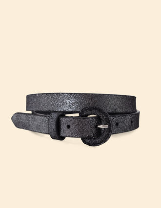 Ceinture noire cuir velours pailleté I.Code