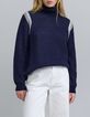 Gestreifter Jacquard-Pullover f&uuml;r Damen in Marineblau-7