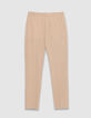 Pantalones de traje beige oscuro seersucker para Hombre-5