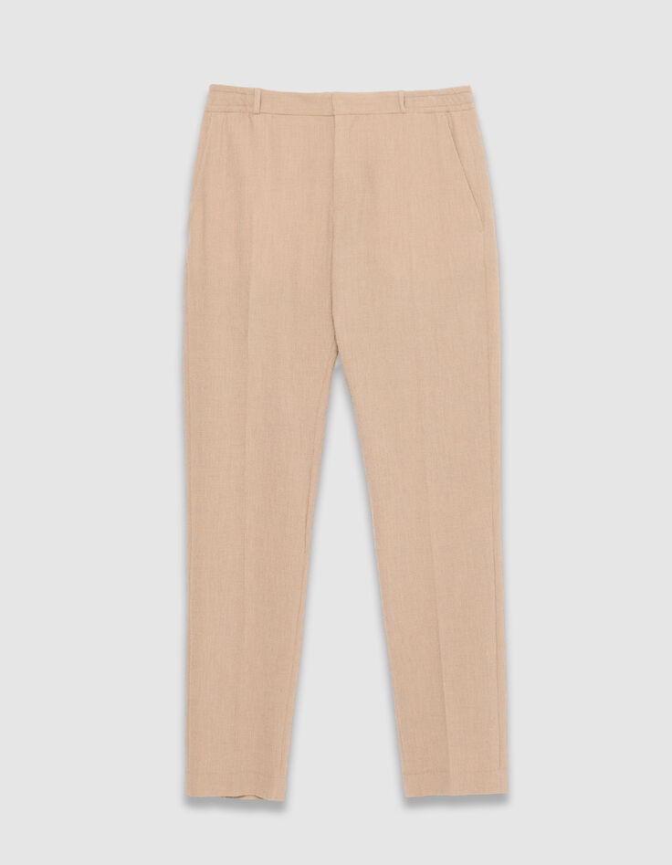 Pantalones de traje beige oscuro seersucker para Hombre-5