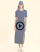 Robe longue bleue à nouer devant ou dos I.Code-2
